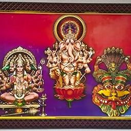 Panchmukhi Hanuman Drishti Ganapathi for Home Entrance Hanging Subha Nazar Ganapathy | Religious God Photo Frame with Hook (Brown L, 9 x 12 inch)-image-74
