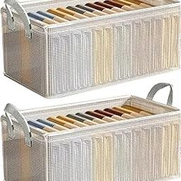 House of Quirk Durable Linen Closet Organizers and Foldable Storage Baskets, Rectangle Storage Boxes for Pants, Shirt, Sweaters, Bra Panty, Socks (Transparent, Pack of 2)-20