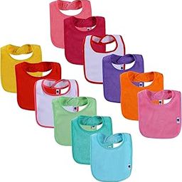 Nvatorfox 12 Pack Terry Drool Cotton Bibs, Unisex Baby Bibs with Fiber Filling Waterproof for Feeding, Teething, Drooling-image-30