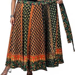 Premium Cotton Wraparound Skirt for Women (Green 2, Free Size)-image-86