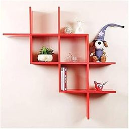 SIWOZ Wall Decoration Shelf Rack – 6-Tier MDF Wall-Mounted Display Shelf for Home and Office Décor (Rred)-image-12