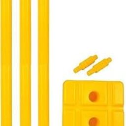 MINESFIT Heavy Plastic Cricket Stumps Set - 3 Stumps + 2 Bails + 1 Stand (Yellow)-image-45