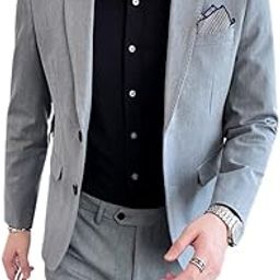 Imported 2 Piece Suit Blazer for Men Formal Slim Fit Two Button Closure Coat & Pant Set for Business and Wedding Party-image-129