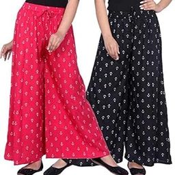 Maharshi Collection Women's Cotton Blend Regular Fit Palazzo Pants (Pack of 2)-image-83