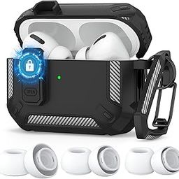 Tobfit for AirPods Pro 2nd/1st Generation Case Cover with Ear Tips & Keychain, Automatic Pop-up Full Protection Hard Protective Case with Secure Lock for Apple AirPods Pro 2, Black-image-98