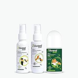 Z Guard Naturals Mosquito Repellent Spray For Adults & Kids 100ml,Fabric Roll on 50ml, 8 Hours Protection in Single Use, Pediatrician & Dermatologist Tested | DEET-Free (Pack of 3)-1