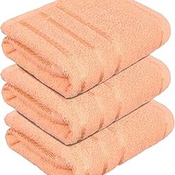 Kuber industries Face Towel | Towels for Facewash | Towels for Gym | Facewash for Travel | Towels for Daily use | Workout Hand Towel | Lining Design | 14x21 Inch | Pack of 3 | Peach-image-58