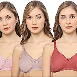 Pack of 3 Full Coverage Women's Maternity Bra with All Day Comfort Nursing Clips, Postpartum Bra| Pink, Maroon, Grey-image-19
