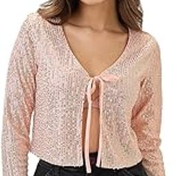 Women Nylon Embellished Tie-Up Neck Long Sleeves Cropped Party Shrug-picture-38