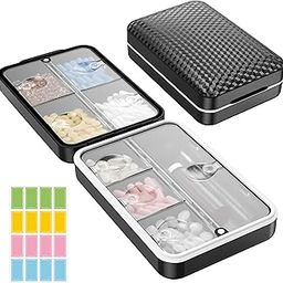Restree Weekly Pill Organizer with Labels - 8 Compartments Travel-Size Moistureproof & Airtight Pill Case for Daily Use | Large Medicine Box for Vitamins, Supplements (Black)-image-22