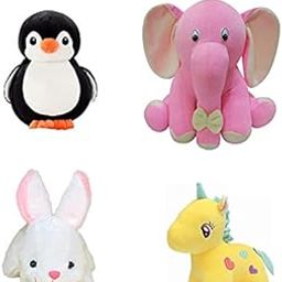 odinbirds Pack of 4 Elegant Soft Toys Combo Set Unicorn (25 cm), Penguin(20 cm), Elephant (28 cm), Rabbit (25cm) for Kids-27
