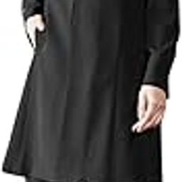 Black Formal [Mourning Clothes] Washable Wrinkle Resistant Formal 3-Piece Set Pants Suit (Long Length No Collar Jacket + Pearlized Design Blouse + Straight Pants)-image-12