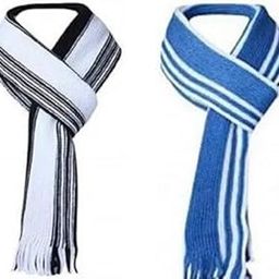 Stylish Warm Winter Wear Acrylic Woolen lightweight Checkered Stripped Woollen Muffler/Scarf//Stole/Shawl For Men & Women| Boy's and Girl's Combo Pack (White & Blue)(MG-M0SR-LYFU_bzr)-picture-43