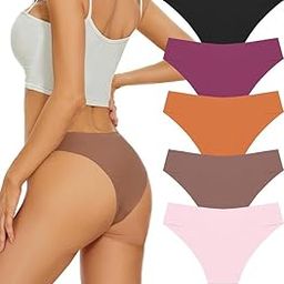 Women’s Seamless Cheeky Underwear No-Show Bikini Panties Breathable Silky Underwear Stretch Invisible Hipster-image-45