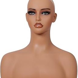 UJEAVETTE® Manikin Head and Shoulders PVC Head Bust for Hat Sunglasses Makeup Necklaces-0