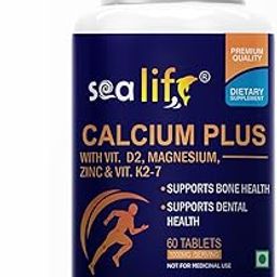 Sea Life Calcium Plus (60 Tablets) With Vitamin D2, k2-7 Magnesium & Zinc | Supports Stronger Bones, Teeth, Immunity & Muscle Health For Women and Men.-image-99
