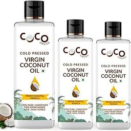 COCO CRUSH Cold Pressed Coconut Oil for Hair and Skin | 100% Pure Virgin Oil | Moisturizing and Nourishing | Natural After Bath Care | Combo Of 3 (2 * 50ML+100ML, 200ML)-image-48