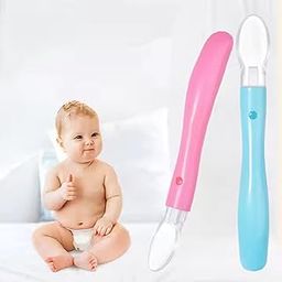 AEREX Premium Safe Feed Silicone Feeding with Ultra-Soft | BPA Free Self Feeding Utensil | Baby Weaning Spoon for Kids 4 Months+ (Set of 2, Multicolor)-17