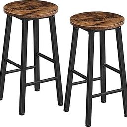 S A Iron Art Bar Stools Pack of 2, Counter Height 24.8" for Kitchen Island, Industrial Chairs for Dining Room, Bar, Rustic Brown and Black-image-24