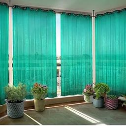 150 GSM Outdoor Sun Blocking Balcony Eyelet/Grommet Curtains Sun & UV Protection, Light Filtering 4.5FTX9FT Window/Long Door Curtain (Green) (4.5X8 Feet)-image-19
