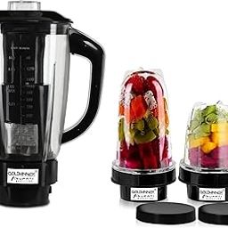Goldwinner Juicer Jar Heavy Bullet Jar for Mixer Grinder Set of 3 Juicer Jar ABS Plastic Capacity (1500ML, 350ML & 530ML) Fruit Filter Plastic, Black Mixer Juicer Jar-18