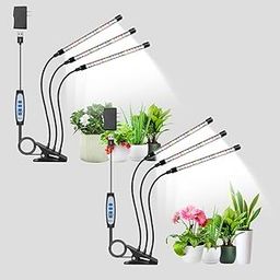 wolezek Grow Lights for Indoor Plants, 2 Pack 6000K Full Spectrum Plant Lights Indoor, White LED Plant Growing Lamp with Auto ON & Off Timer 6/12/16H, 3 Modes, 5-Level Dimmable Brightness-30