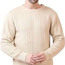 Men's Crew Round Neck Cable-Knit Pullover Sweater | 100% Acrylic Wool, Winterwear | Full Sleeves, Regular Fit, Warm & Stylish Woolen Wear for Men-image-35