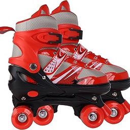 Lyrovo Derby Unisex Child Roller Skates Shoes with Break(Red, M), rollerderbywheel-image-38