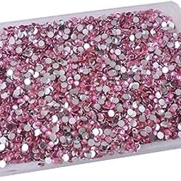 eshoppee 4mm Light Pink Round Shape Resin Stone, chandla Sitara Stone 100 gm Box,for Jewellery Making Art and Craft DIY kit, Glitter Sequince Rhinestones Beads Dress Making Material (20)-image-74