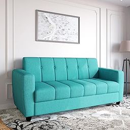Bharat Lifestyle Deno Fabric 3 Seater Aqua Blue Sofa-image-4