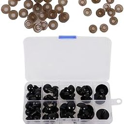 SECRET DESIRE 52 Pieces 12-20mm Assorted Size Black PP Safety Eyes with Washers for Teddy Bear DIY Making-image-61