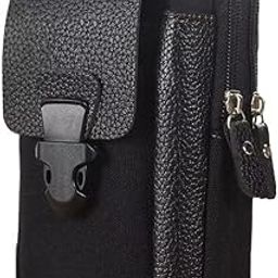 GOTEO Men's Mobile Phone Waist Belt Pouch Passport Holder Bag for Travel Sports Walking Running Camping Hiking (Black)-69