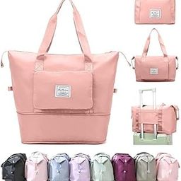 Nurmantras Herbal By Nur Large Capacity Folding Travel Bag, Travel Lightweight Waterproof Carry on Luggage Bags with Fixed Strap, Dry and Wet Separation Foldable Travel Duffel Bag (Peach)-image-33