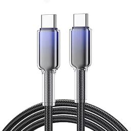 USB-C to USB-C Cable Ice Crystal 1 Meter – Ultra-Durable 4th Gen Braided Charging Cable, 60W Fast Charging, Reinforced Bends, for MacBook, iPad, Samsung, Pixel & More (Blue)-10