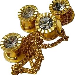 Spongy Cufflinks Gold Plated Silver Stone Kurta Button for Men and Women. Pack Of 1-49