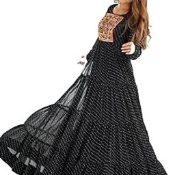 Pure Soft Fox Georgette LAHERIYA Print Fabric Fully Flair Anarkali Fully STTICHED Gown Ready to WEAR-image-2