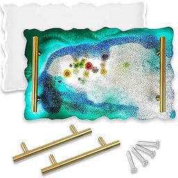 Resin Large Silicone Irregular Tray Mould for DIY Handmade Plate (Rectangular Mould with Gold Handle, 9 X 12 INCH (23 X 30 CM))-image-3