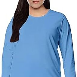 Women's Plus Size T-Shirt Round Neck Full Sleeve Multicolor Plain Tshirt-image-1