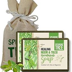 Speaking Tree Healing Neem And Tulsi Handmade Soap -100 gms (Pack of 2)-image-1
