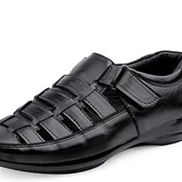 Men's Leather Fisherman Sandals, Closed-Toe Comfort Shoes, Black | Leather Sandals for Men | Fisherman Sandals | Closed Sandals-image-29