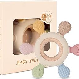 REMICH Silicone Baby Teether–BPA-Free Teething Toy for 3+ Months–Soft Chewable Teether for Babies 6-12 Months – Mouthing Sensory Toy for Infants–Learning Developmental Chew Rattle Toys Shower Gifts-image-97