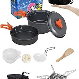 GABANIZ Portable Camping Cooking Pot Set with mini Gas Stove [ Gas stove-1pcs +Cook Set-8 Iteam-Total 9 Items Combo]-image-66