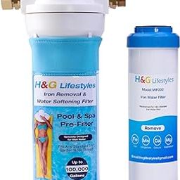H&G lifestyles Iron Garden Hose Filter Water Softener for Filling Hot Tub Pool Spa Iron Remover for Well Water Heavy Metal Iron Removal Fits Standard 3/4" Garden Hose Thread Up to 100,000 Gallons-image-24