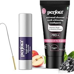 Perfora Luminous White Oral Care Combo: Purple Magic Whitening Serum & Charcoal Watermelon Mint SLS Free Toothpaste For Adults | v34 Colour Corrector for Teeth | Enamel Safe & Effective Teeth Whitener-28