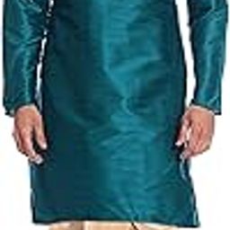 Men Dupion Silk Kurta with Beige Silk Blend Readymade Dhoti Pant Set-image-99
