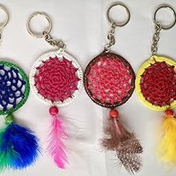 ArtsbySushma set of 4 Mini DreamCatcher Keychain multicolor ideal gifting ideas Wool, Steel Dream Catcher (2.5 inch, Multicolor) BZ_Dream catcher (+) cc-image-32