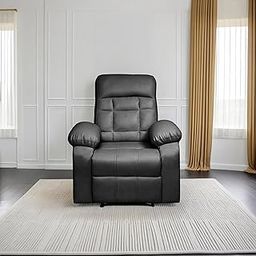 Seventh Heaven Havana 1 Seater Recliner | Single Sofa Chair for Living Room Comfort | Ergonomic Design (Leatherette - Black)-image-56