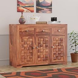 SHUBHANKAR ART Solid Sheesham Wood Sideboard Cabinet with 3 Drawer and 3 Door Storage for Living Room Home and Office (Natural Finish)-image-93