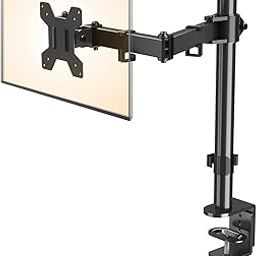 Single VESA Computer PC Monitor LED TV Desk Mount Stand with Articulating Center Arm Joint | for 14" to 26" Screens Full Motion Mount | Height Adjustable | Gaming Screen-10