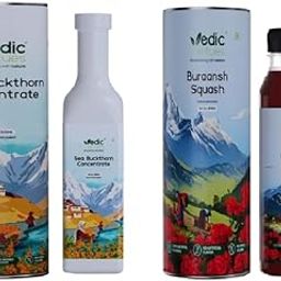 Vedic Virtues Combo – Buraansh (Rhododendron) Squash 300ml & Himalayan Sea Buckthorn Concentrate 300ml | 100% Natural | No Sugar | No Preservatives | Ayurvedic Wellness Combo Pack of 1-17